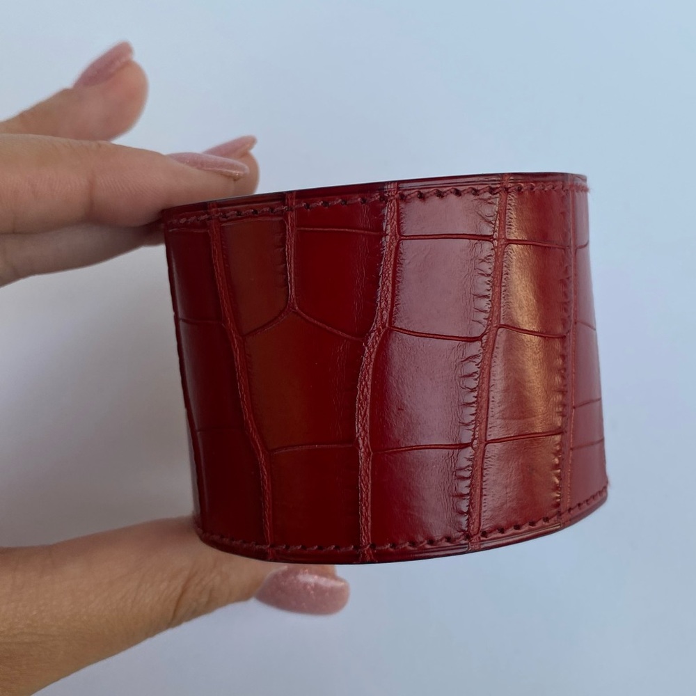 SOLD HERMÈS Kelly Dog Extreme cuff red alligator gold - Picture 8 of 12